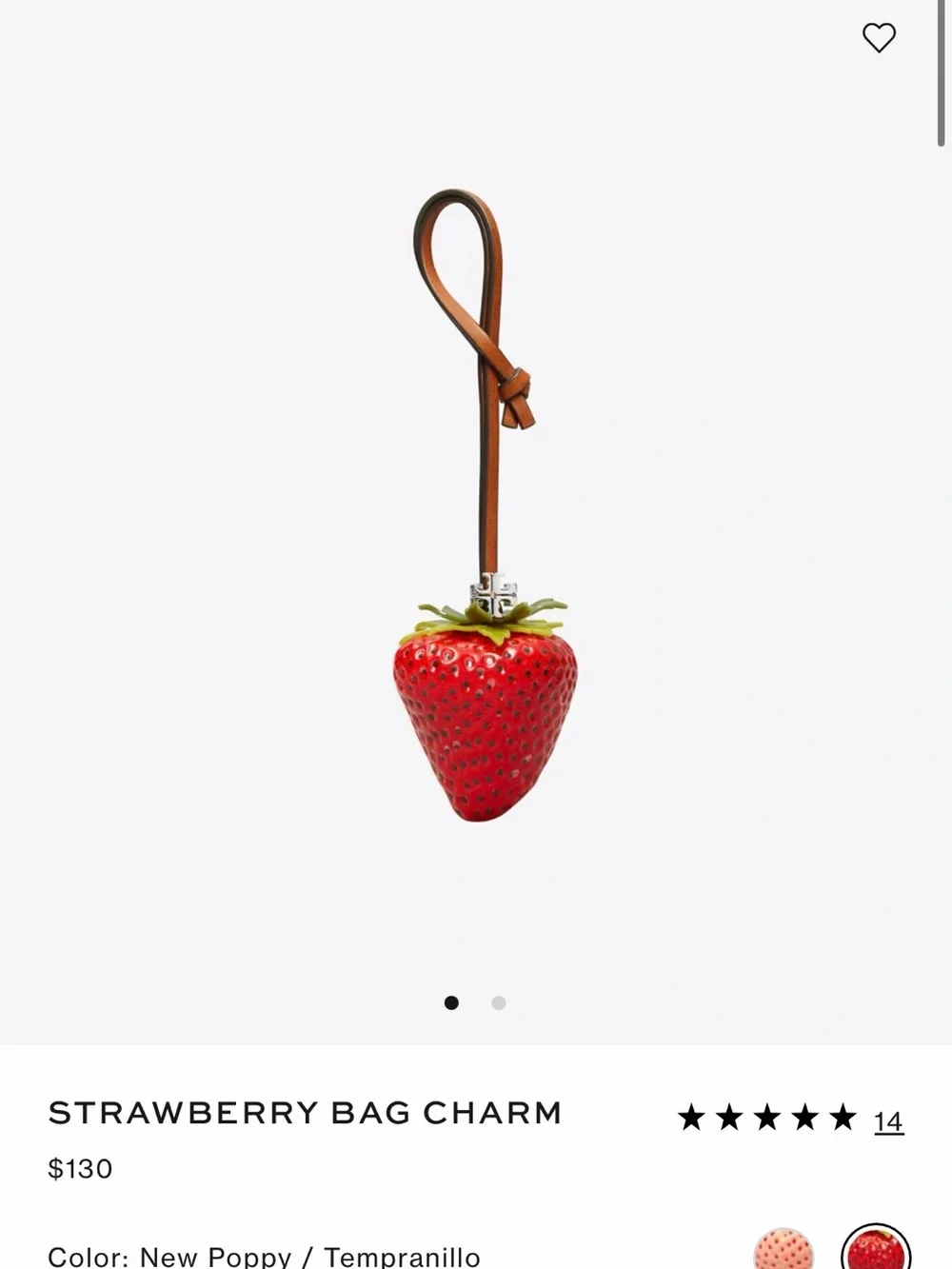 Tory Burch Strawberry Bag Charm with Leather Strap
